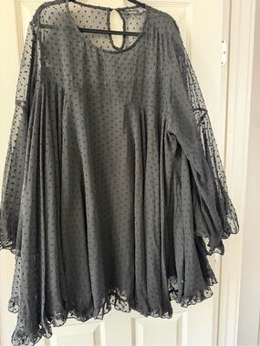 Boohoo Black Sheer Swiss Dot Swing Tunic